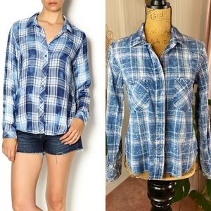 Bella Dahl Blue & Pink Button Down Shirt Sz S
